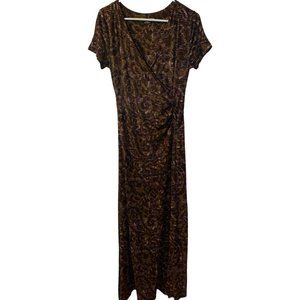 Soft Surroundings Caity Maxi Dress Size S NEW Brown Paisley Travel Slinky Ruched